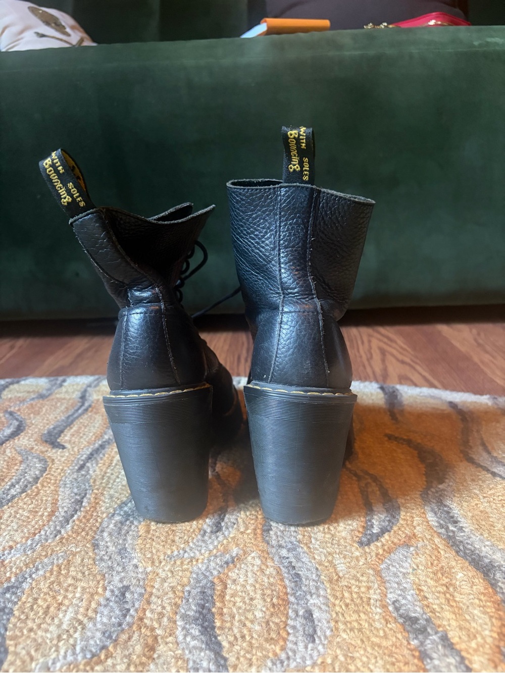 Black Lace-Up Platform Ankle Boots - Dr. Martens Style size 7.5 - Picture 3 of 4